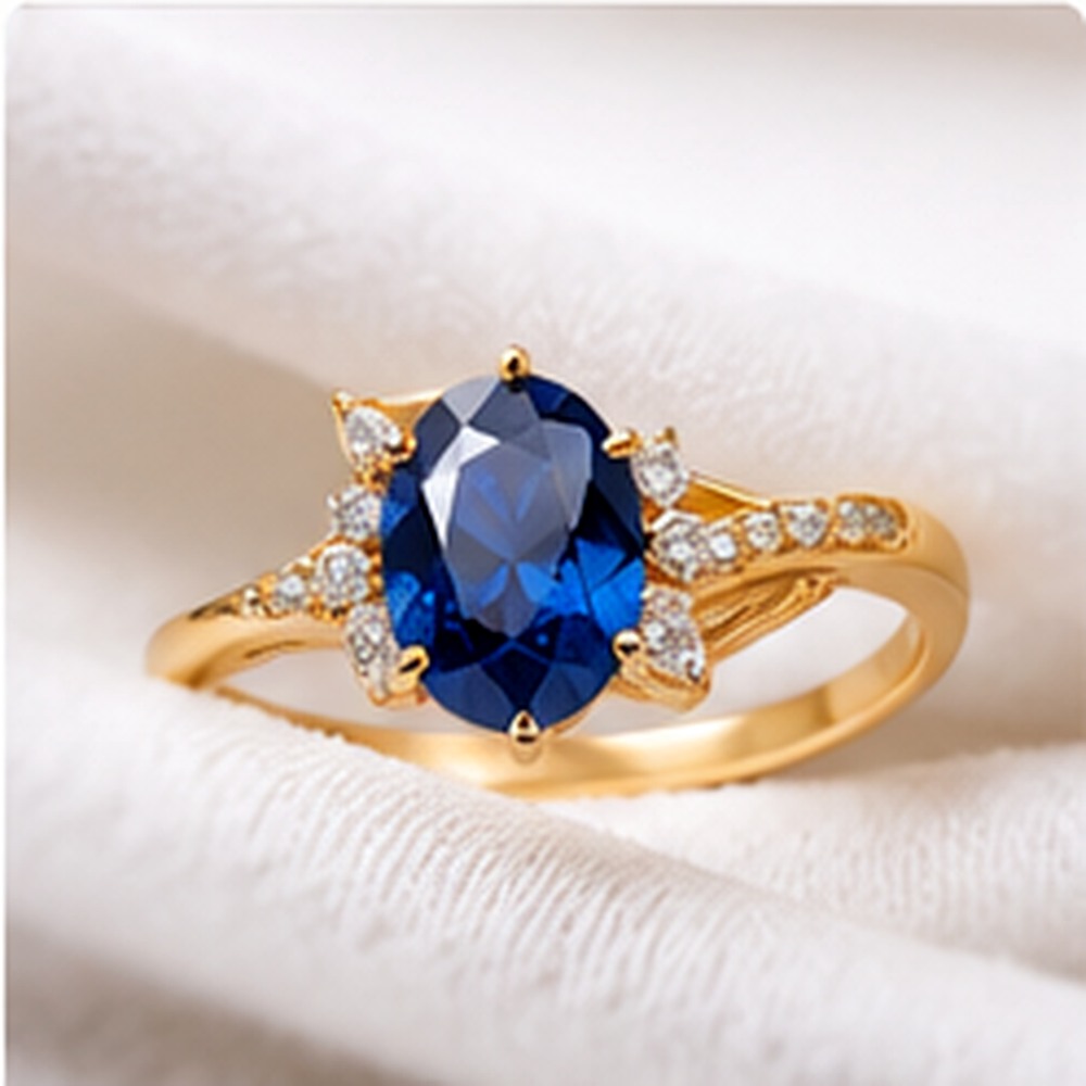 Fine gold sapphire and diamond ring